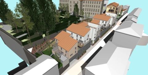 Vue aérienne depuis le bas du boulevard